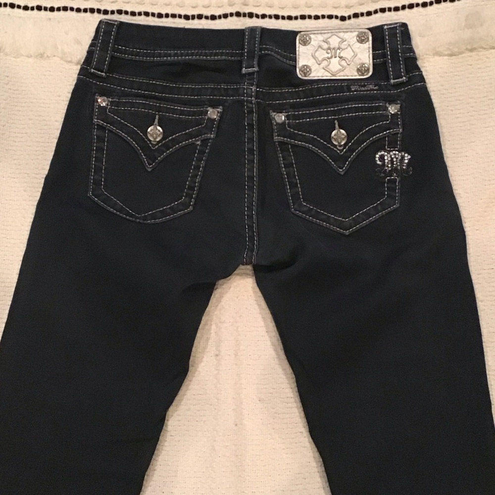 Miss Me Skinny Blue Jeans with Silver Accents